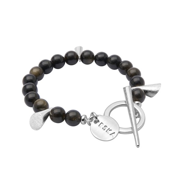 Silberarmband aus goldbraunem Obsidian aus der Guatemala-Kollektion – ORSKA Schmuck
