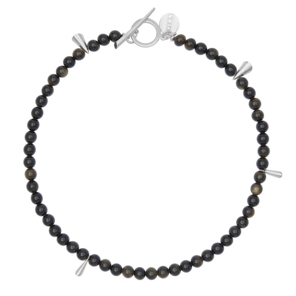 Halskette aus goldenem Obsidian mit silbernen Anhängern aus der Guatemala-Kollektion – ORSKA