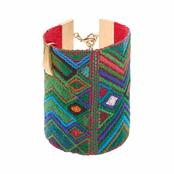 Breites grünes Armband – Manschette aus der Guatemala-Kollektion