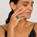 Geometrischer Ring mit grünem Naturstein aus der Kollektion Guatemala – ORSKA Schmuck
