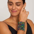 Grünes Stoffarmband – Manschette aus der Guatemala-Kollektion – ORSKA Schmuck