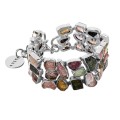 Breites silbernes Armband aus bunten Turmalinen aus der Aurora-Kollektion – ORSKA Schmuck