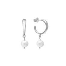 Silberne Creolen mit Perlen aus der Perle-Kollektion