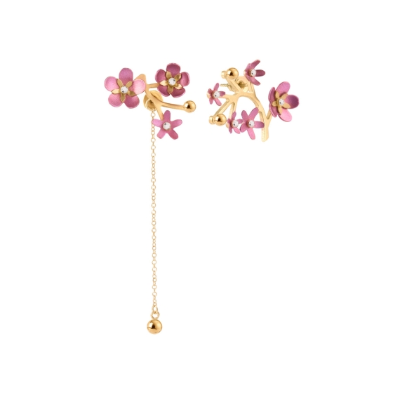 Asymmetrische Ohrringe mit Kirschblüten aus der Plantis-Kollektion - ORSKA