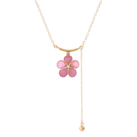 Vergoldete Halskette mit Anhänger in Form einer Kirschblüte aus der Plantis-Kollektion