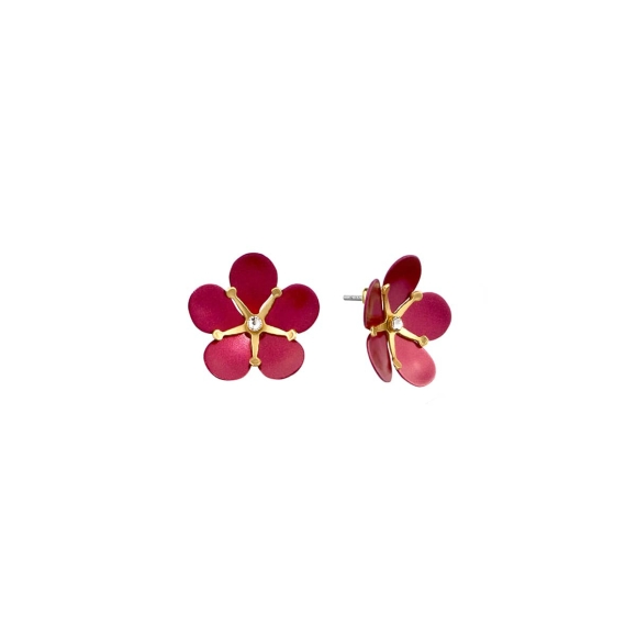 Kwiatowe kolczyki w kolorze magenta z kolekcji Plantis ORSKA