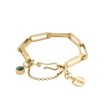 Vergoldetes Gliederarmband mit Malachit-Anhänger