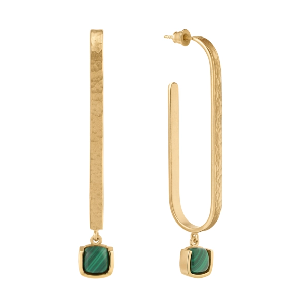 Pozłacane kolczyki z zawieszkami z malachitem 