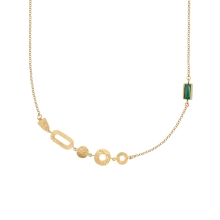 Lange Halskette mit asymmetrischen Anhängern aus der Malachit Kollektion