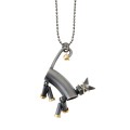 Handgefertigte Katzen-Roboter-Halskette aus der Machina-Kollektion - MHN52-2 - Orska Schmuck