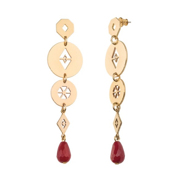 Künstlerische, handgefertigte Messingohrringe aus der Peru-Kollektion mit Natursteinen von Orska Jewelry