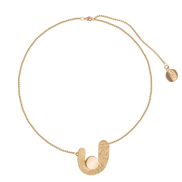 Künstlerische Halskette aus Messing aus der MOON Kollektion von ORSKA Schmuck