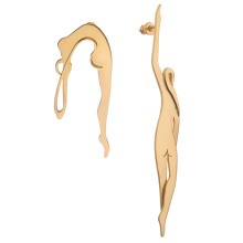 Asymmetrische goldene Ohrringe mit Frauensilhouetten aus der Body Kollektion
