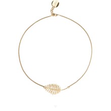 Kurze, goldene Halskette mit Farn aus der Plantis Kollektion