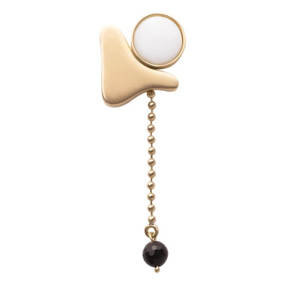 Handgefertigte Anstecknadel mit Perlmutt und Onyx
