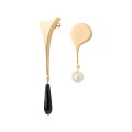 Goldohrringe mit Onyx und Perle