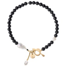 Schwarze und weiße Onyx- und Perlenkette aus der Parer Kollektion