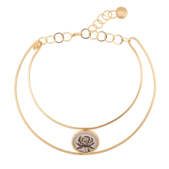 Goldkette mit gravierter Pfingstrose
