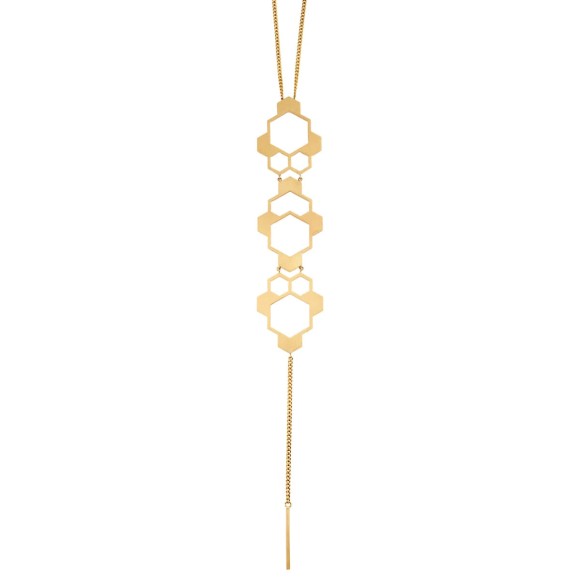 Künstlerische, goldene Halskette aus der Apis-Kollektion – Orska Schmuck