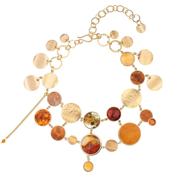 Große Halskette mit Bernstein in verschiedenen Farben aus der Baltica BTN296-2 Kollektion von ORSKA Schmuck