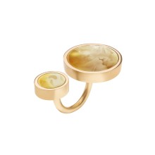 Doppelring mit milchigem Bernstein aus der Baltica Kollektion