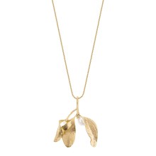 Goldene Halskette mit Mistelzweig und Perlen aus der Bery Kollektion