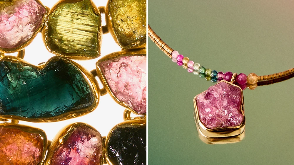 Vergoldeter Schmuck mit bunten Turmalinen