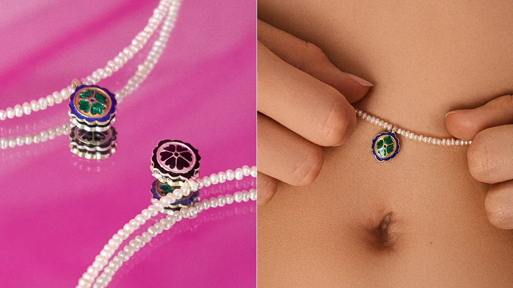 Emaillierte Halskette mit Perlen aus der Minakari-Kollektion von ORSKA