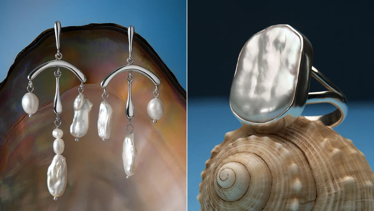 Silberschmuck mit unregelmäßigen Perlen aus der Perle-Kollektion